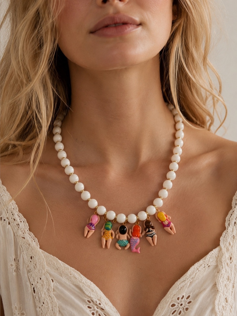Beach Babes Beaded Charm Necklace